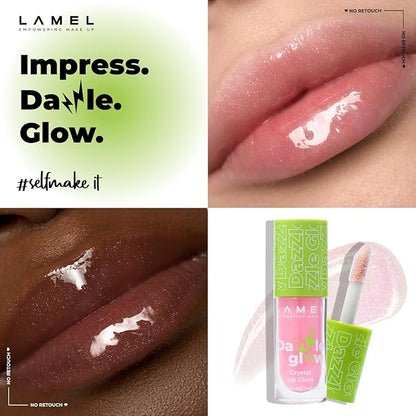 Dazzle Glow Crystal Clear Lip Gloss - Hydrating, Non Sticky, High-Glossy Lip Gloss - 401 Blossom Pink