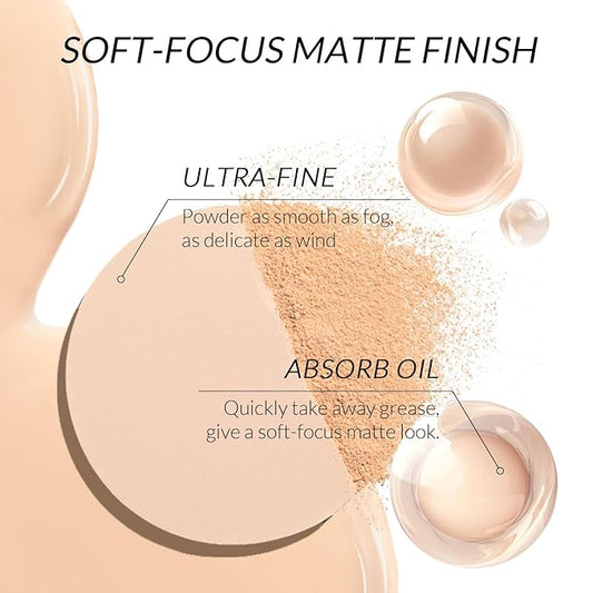 KYDA Natural Tone Matte Setting Powder, Pressed Face Powder, Even Complexion Setting Powder, Lightweight, Oil-Control Mattifying, 0.65 Oz. Large Capacity Packaging, All Skin