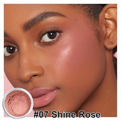 Sunscreen Mineral Blush Powder, SPF 35, Talc-Free, Loose Powder Blush, Buildable Lightweight Coverage, for Matte Base Makeup (#07 Shine Rose BlushMakeup)