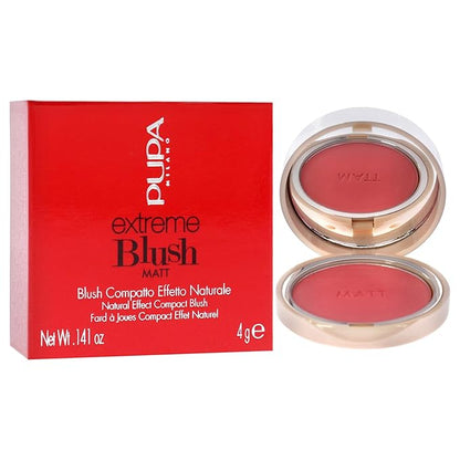 PUPA Milano Extreme Blush Matt - Lightweight - Pure Matte Color - Fresh And Natural Effect - Ultra Soft Texture Merges Perfectly With Skin - Suitable For All Skin Types - 004 Daring Pink - 0.141 Oz