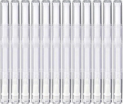 12 Pack 3 ml Transparent Twist Pens, Empty Nail Oil Pen with Brush Tip, Cosmetic Lip Gloss Container Applicators Eyelash Growth Liquid Tube (12x)