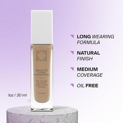 Absolute Cover Foundation #7 | Liquid Medium Coverage Foundation with Natural FInish | Oil-Free Face Makeup | Medium Tan Shade with Neutral Undertone | 1oz/30ml