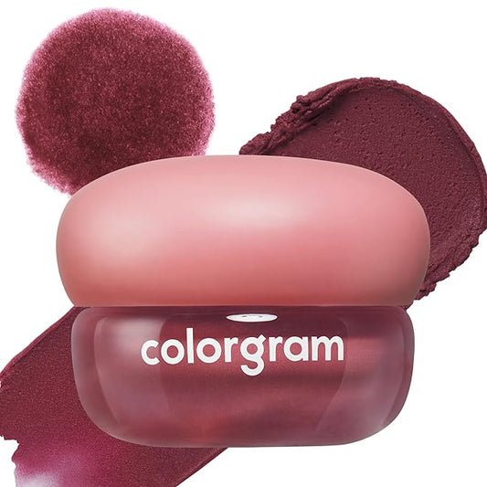 COLORGRAM TINTIN DORY BLUR JAM 05 HIP BERRY | Pudding Pot Lip & Cheek Tint with Whipped Mousse Texture | Velvet Matte Finish, Featherlight Blur Tint | Multi-Use Korean Makeup