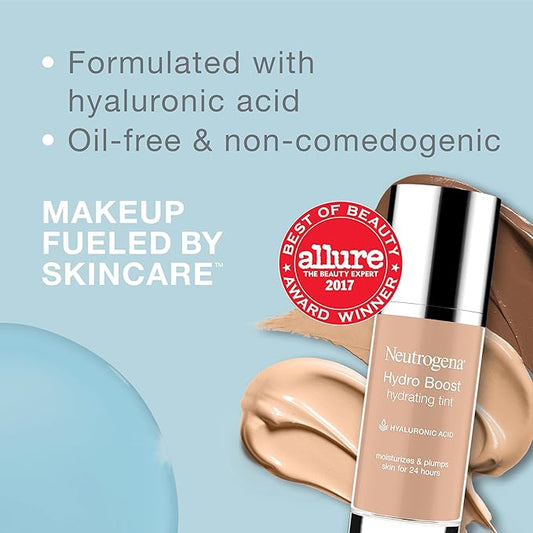 Neutrogena Hydro Boost Hydrating Tint with Hyaluronic Acid, Lightweight Water Gel Formula, Moisturizing, Oil-Free & Non-Comedogenic Liquid Foundation Makeup, 85 Honey Color 1.0 fl. oz