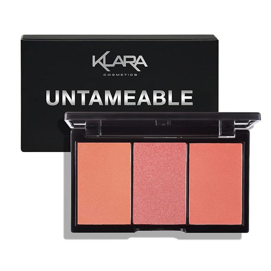 Klara Cosmetics Contour Bronze Blush and Highlight Palette - Matte and Shimmer Face Makeup Palette - Untameable - 0.35 oz