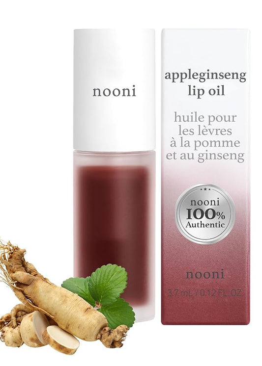 NOONI Korean Vegan Lip Oil - Appleginseng 0.12 Fl Oz + Korean Facial Clenaser - Snowflake Whipping Cleanser 5.07 Fl Oz Bundle
