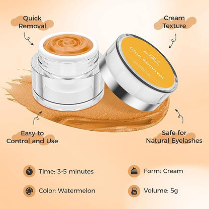 Eyelash Extension Remover Cream, Professional Lash Remover for Lash Extensions, Low Irritation, Fast Dissolution, Lash Extension Remover Cream for Salon Use, 5g (Cantaloupe)