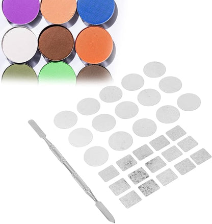 31pcs Metal Stickers for Eyeshadow Palette Set, Empty Eyeshadow Makeup Palette, Metal Stickers Colorful Empty Palette Sticker for Eyeshadow Palette Set (15Pcs Round + 15Pcs), Wholesale Business