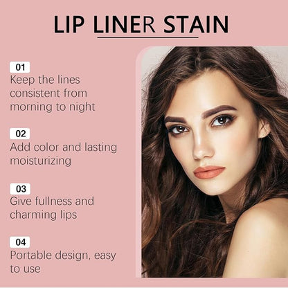 3PCS Lip Liner，Peel Off Lip Liner Tattoo, Peel Off Lip Stain, Long Lasting Lip Stain Peel Off, Infused with Hyaluronic Acid & Vitamin E, Makeup Gift for Women
