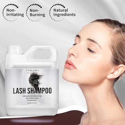 Lash Shampoo Bulk, Eyelash Cleanser for Extensions 2 Liters, Dispenser Pump, Non-irritating or Burning Eyelid Foaming Cleanser for Professional Salon and Home Use (Classic Charm-2L)