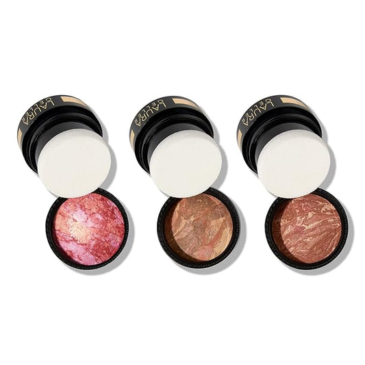 LAURA GELLER NEW YORK Baked to Go Trio: Balance-n-Brighten Foundation, Deep + Blush-n-Balance Blush, Tropic Hues + Bronze-n-Brighten Bronzer, Deep - Travel Size