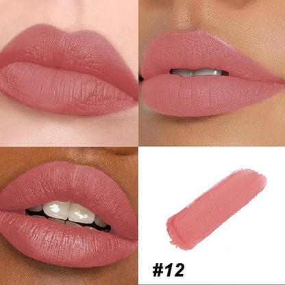 Matte Bullet Long Wear Lipstick - Vegan and Cruelty-Free - Smudge and Waterproof Matte Lipstick with Moisturizing Formula - All Day Comfort - (Rose Petal #12)