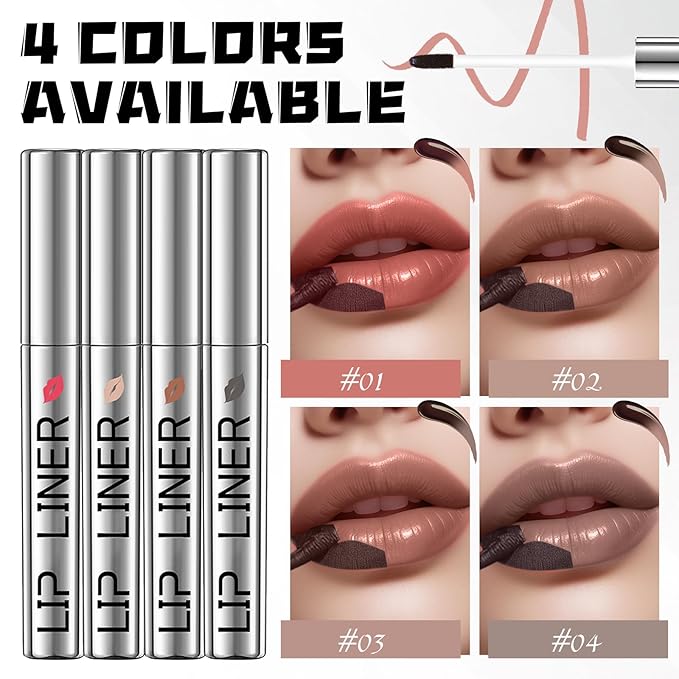 DAGEDA Lip Stain Peel Off Set, Lip Stain Long Lasting Waterproof, 4 Colors Lip Liner Stain, Lip Tint for Women