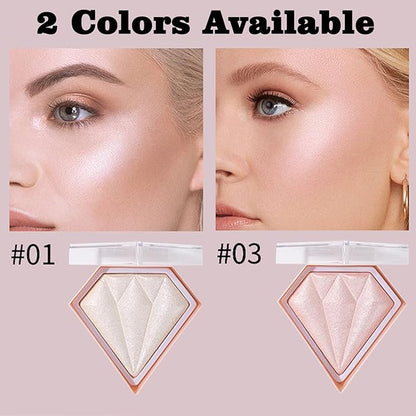 MEICOLY Baked Highlighter Powder Palette,Natural Face Highlighter Shimmer Powder,Long Lasting Glittery Highlighter Makeup Face Luminizer,03 Fairy Pink