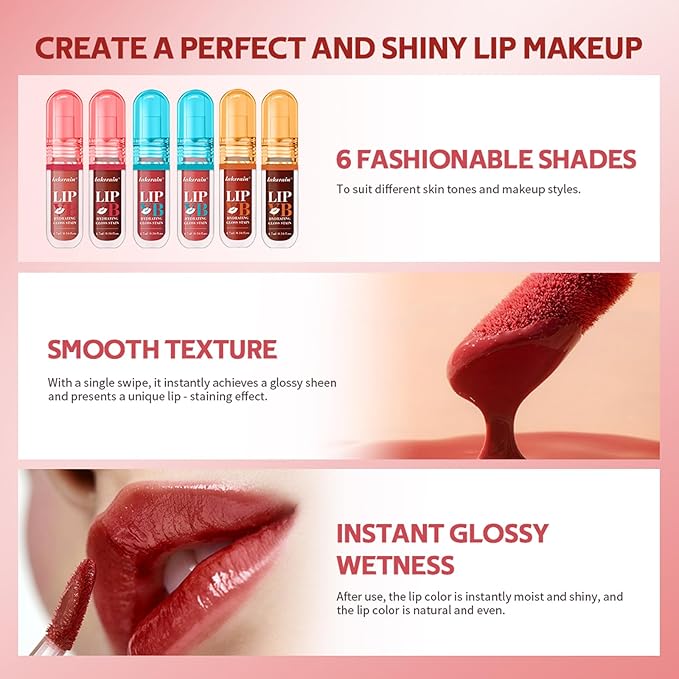 LIP VB Hydrating Lip Gloss Stain - 12HR Glossy Plump & Waterproof Moisture Lock, Non-Sticky Lip Treatment for Dry Lips Revival, Daily Wear & Night Care (Mocha Shine)