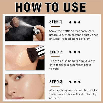 Sunscreen Airbrush Foundation Makeup Spray with Brush, SPF 35, Full Coverage Airbrush Foundation for Smooth Radiant Finish, Silky Concealer Mist Spray Makeup, Long-lasting & Waterproof (Natural)