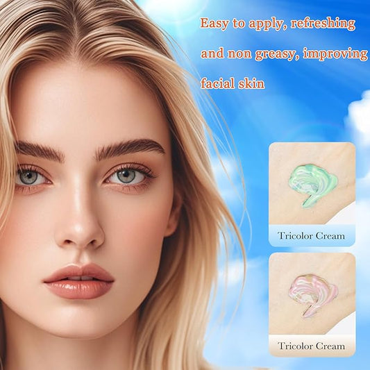 2 PCS Primer For Face Before Makeup, 3 In 1 SPF 50 Sunscreen Isolation Cream Color Corrector, Oil Control Skin Tint Corrector, One Step Moisturizing Makeup Primer