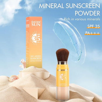 2 IN 1 Powder Sunscreen For Face【SPF 35】【Oil Control】【Lightweight】 Matte Finish Mineral Sunscreen Setting Powder For All Skin, 04-Medium