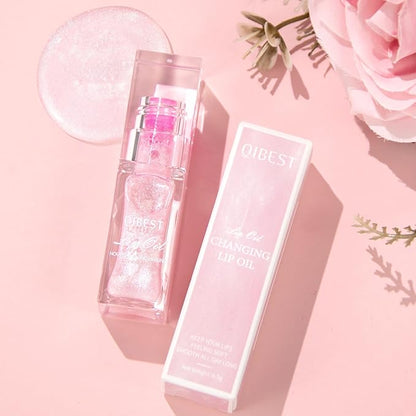 LANGMANNI Hydrating Lip Glow Oil,Moisturizing Nourishing Lip Oil,Light Colour Gloss Tinting And Non-sticky Lip Oil For Dry Lips Lip Care (Color Changing 2Pcs)