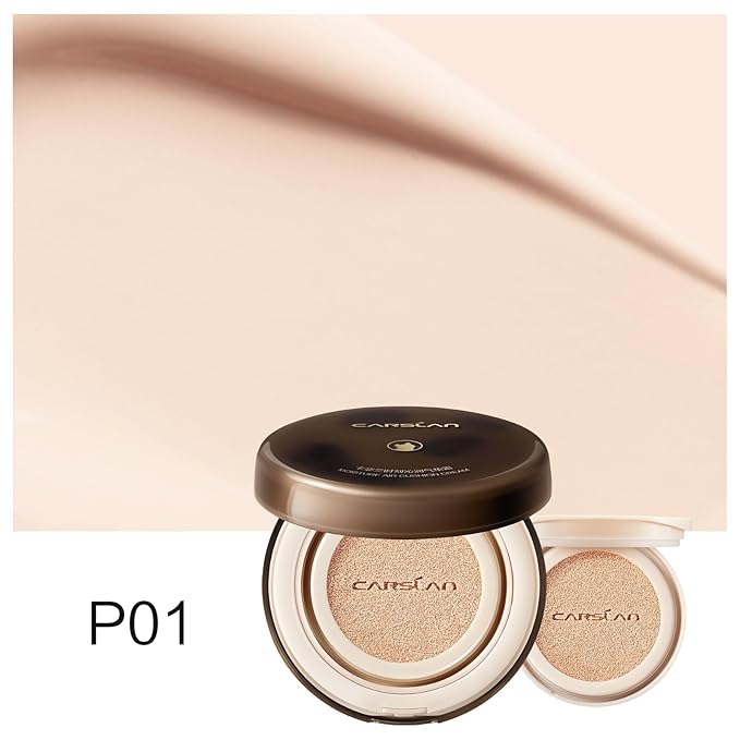 Lasting Air Cushion Cream Face Foundation Makeup, Lightweight, Medium to Full Coverage, Semi-Matte, Long-Lasting Oil Control Finish Foundation, P01 Fair Pink For Oil Skin (Refill Included)