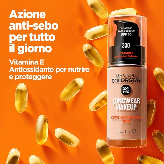 Revlon Colorstay Liquid Foundation Makeup with Pump 110 Ivory Combination/Oily Skin ,1 Fl Oz