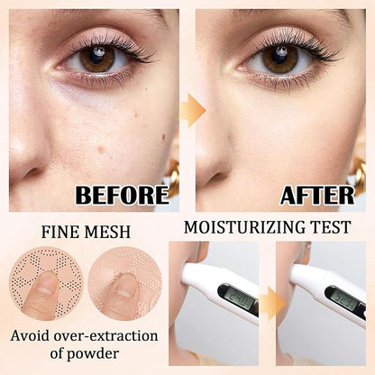 Mushroom Head Air Cushion CC Cream,Full Coverage Mushroom Head Liquid Foundation BB Cream Face Makeup,Oil Control Long Lasting Moisturizing Matte Concealer,Even Skin Tone（Natural）