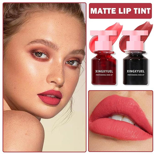 2PCS Velvet Lip Gloss Set, Multipurpose Liquid Lipstick - Long Lasting Waterproof, Non-Sticky, Lip & Cheek Tint - Set C
