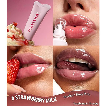 4 Colors Hydrating Jelly Lip Gloss, Moisturizing Tinted Lip Balm, Long Lasting Waterproof Non-Stick Cup Lip Glaze Set, High Shine Mirror Liquid Lipsticks Brighten Plumping Lipstick