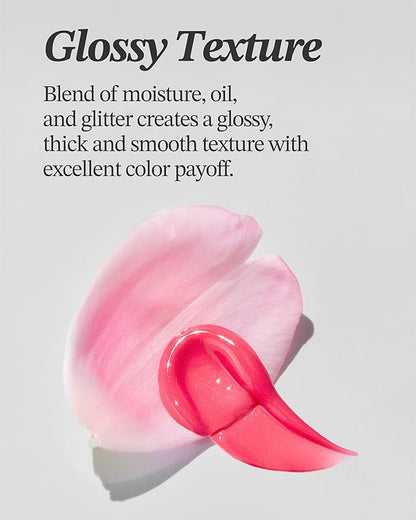 Glint Tint Glosser (Coral Reef, 0.09oz) - Hydartions, Moisturizing Plumping Lip Gloss with Radiant Shine, Long Lasting, Korean Skin Care. Provence Rose & Calendula Extract.