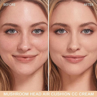 Mushroom Head Air Cushion CC Cream,BB Cream Foundation Makeup Concealer Long-Lasting Moisturizing,Full Coverage Foundation for All Skin Types, Even Color Smooth Radiant Finish Skin (Nude)