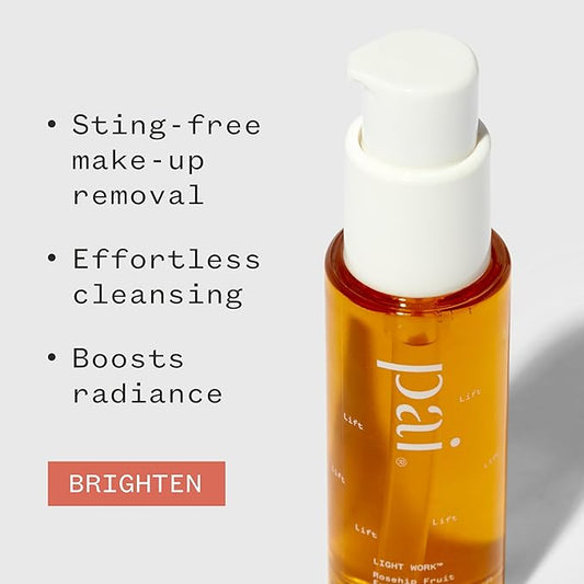 PAI SKINCARE - Light Work Organic Rosehip Fruit Extract Cleansing Oil | Natural, Vegan, Sensitive Skincare (0.9 fl oz | 28 mL)