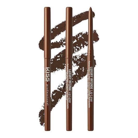 Professional Lip Liner, Long-Lasting Luxury Intense Lipliner, Creamy Retractable Easy to Use Richly Pigmented Lip Liner Pencil 3 PCS (Dark Brown)