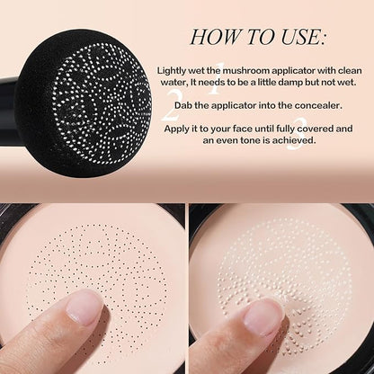 Air Cushion CC Cream - Mushroom Head Concealer, Lasting Nude Makeup, Moisturizing Liquid Foundation, Even Skin Tone Makeup Base Primer (Natural)