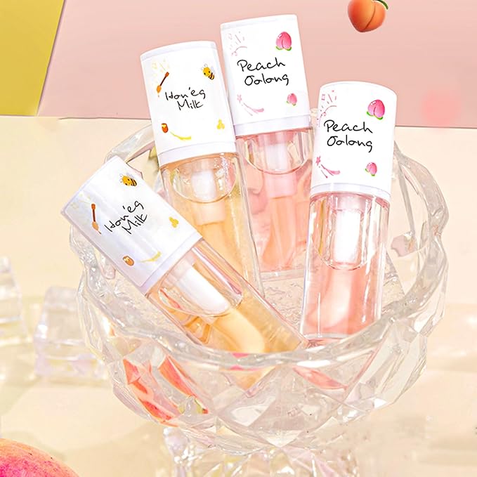 4Pcs Hydrating Lip Gloss Set,Crystal Jelly Moisturizing Lip Oil,Transparent Hydrating Lip Balm,Plumping Lip Gloss Long Lasting Lip Glow Oil Lip Care Tools