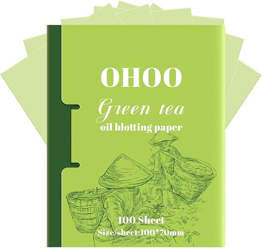 Face Oil Blotting Paper Oil Absorbing Sheets for Oily Skin Bamboo Charcoal Green Tea Face Wipes for Makeup Clean Green Tea 100 Count
