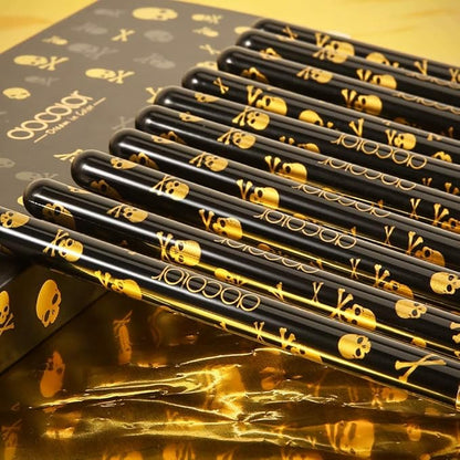 docolor 10Pcs Eye Makeup Brushes Skull Printed Eyeshadow Makeup Brush Set and Yellow Eyeshadow Palette 9 Colors Gemstone Shadow Palette Highly Pigmented Mattes Shimmers Long-Lasting Makeup Palette