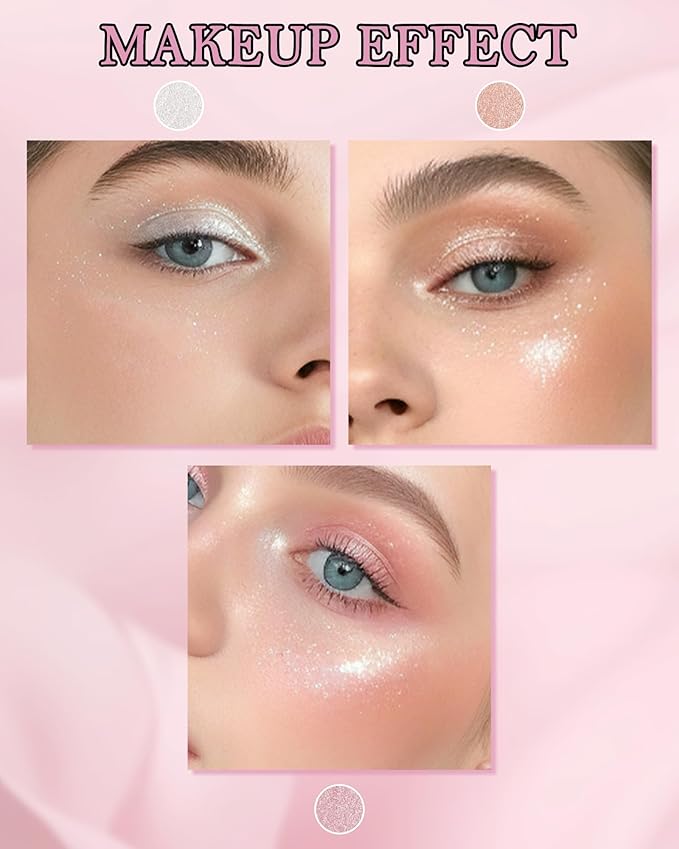 Face Highlighter Blush Powder Palette, Waterproof Long Lasting Shimmer Pink Glow Highlighting Bronzer Eye Facial Blusher Contour Cream Makeup Palette, Illuminator for Women Eyeshadow Body Cheek-03