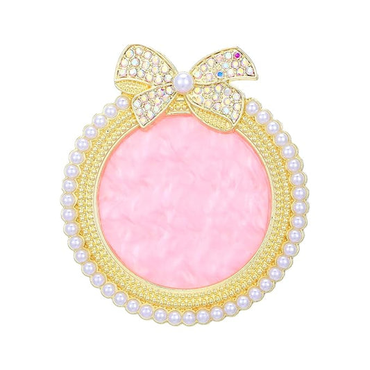 Resin Nail Art Palette, Nail Polish Palette with Rhinestones and Pearls, Glitter Bow Nail Palette, Mixing Palette Makeup Plate Nail Pallet for Nail Art, Gold Nail Art Display Board
