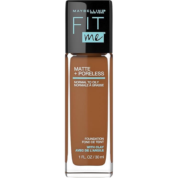 Maybelline Fit Me Matte + Poreless Liquid Foundation Makeup Bundle with Coconut and Mocha Shades, 1 Count Each