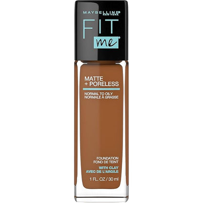 Maybelline Fit Me Matte + Poreless Liquid Foundation Makeup Bundle with Coconut and Mocha Shades, 1 Count Each