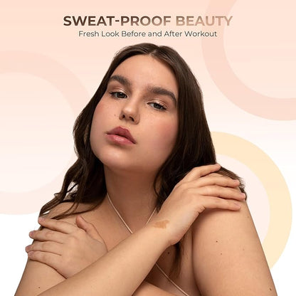 4pc Full Size Kit (Beige Shade) Mineral Makeup Matte Translucent Loose Foundation + Kabuki Brush + Concealer + Finishing Setting Powder + Bare Face Full Coverage SPF 30 All Skin Types Waterproof