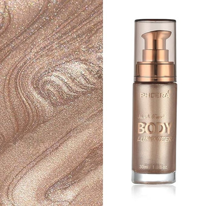 Shimmer Oil, Waterproof Long Lasting Moisturizing Bronze Luminizer Glow for Face & Body, Liquid Illuminator Highlighter 1oz/Jars, Makeup Brush Included (Rose Gold #01)