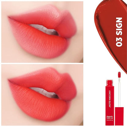 UNICORN GLOW Magnetic Matte Lip [03 Sign], Matte Lip Stain Lip Tint Matte finish Cruelty Free Vegan Made in Korea 0.14 oz. / 4 g