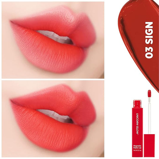 UNICORN GLOW Magnetic Matte Lip [03 Sign], Matte Lip Stain Lip Tint Matte finish Cruelty Free Vegan Made in Korea 0.14 oz. / 4 g