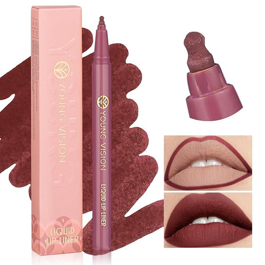 YOUNG VISION Gourd-Shaped Precision Liquid Lipstick & Lipliner - Nude Matte Shades