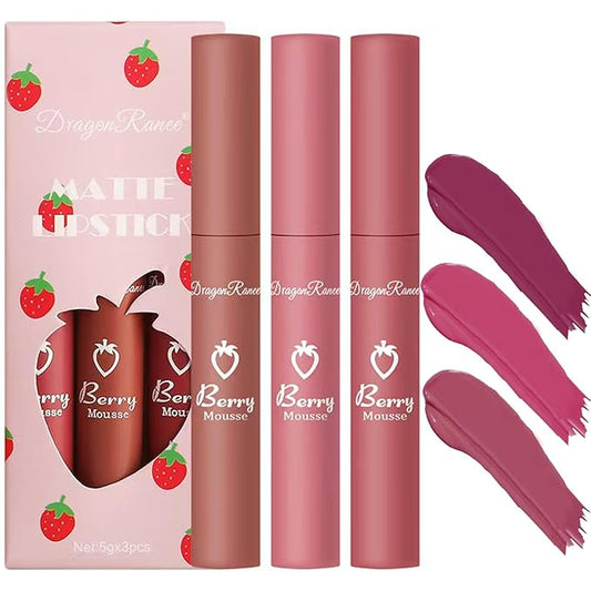 4 Colors Matte Lip Stain Liquid Lipstick For Women Teens Makeup Set Long Lasting Waterproof lip liner stain Fade Resistant Highly Pigmented Lightweight Portable Vegan Lip Stick matte Set D