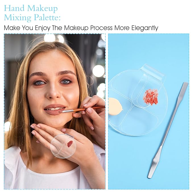 2 Pcs Makeup Mixing Palette with Stick Clear Foundation Palette & Nail Art Tray - Makeup Artist Essentials