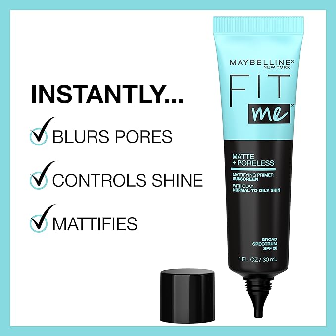 Maybelline Fit Me Matte + Poreless Liquid Foundation + Fit Me Mattifying Primer Makeup Bundle, Includes 1 Foundation in Mocha and 1 Primer