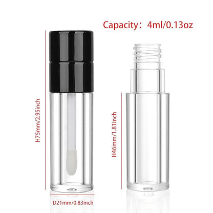 COSIDEA 20pcs Round 4ml 0.13oz Black Empty lip gloss tubes with wand Lipgloss tube containers for lip oil packing