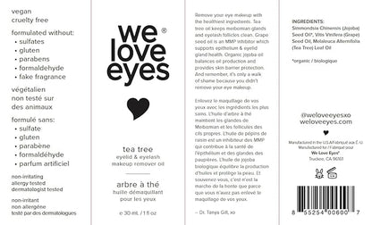 We Love Eyes - 100% All Natural Tea Tree Makeup Remover Oil - Effortlessly remove waterproof makeup and eyeliner - Made with Australian Tea Tree - Cruelty Free - Vegan